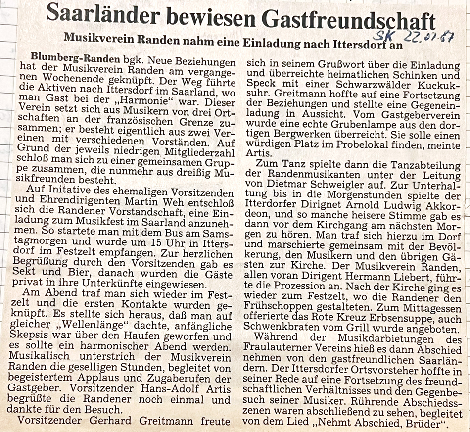 MVR erster Besuch imSaarland 1987 2