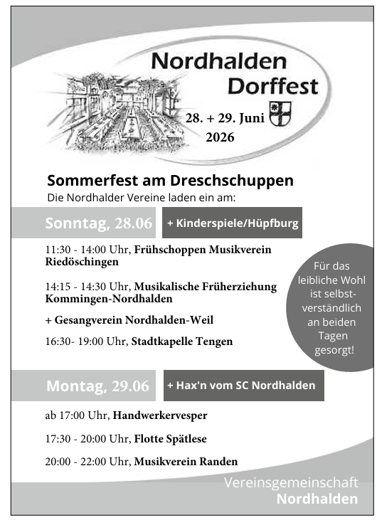 Nordhalden Dorffest 2026